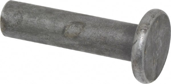 RivetKing - 1/4" Body Diam, Flat Steel Solid Rivet - 1" Length Under Head - Exact Tooling