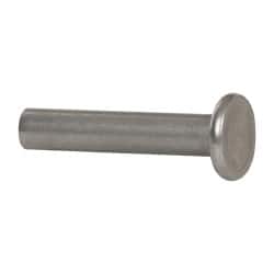 RivetKing - 1/4" Body Diam, Flat Uncoated Stainless Steel Solid Rivet - 1-1/4" Length Under Head, Grade 18-8 - Exact Tooling