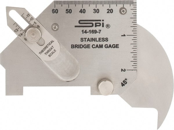 SPI - 1/8 to 3/4 Inch Stainless Steel Bridge Cam Gage - Use for Fillet and Throat Welds, Checks Surfaces, Angles, Depths, General Linear Measurements up to 60mm or 2 Inch - Exact Tooling