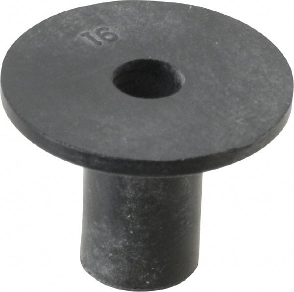 Au-Ve-Co Products - #8-32, 3/4" Diam x 0.062" Thick Flange, Rubber Insulated Rivet Nut - UNC Thread, Neoprene, 1/2" Long x 5/16" Body Diam, 0.575" OAL - Exact Tooling