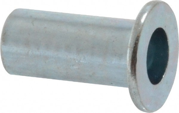 Value Collection - #10-24, 0.01 to 0.08" Grip, Steel Standard Rivet Nut - Drill Size Letter F, Flat Head - Exact Tooling