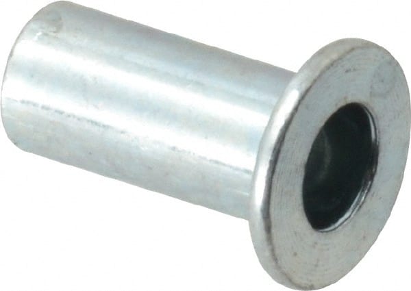 Value Collection - #10-32, 0.01 to 0.08" Grip, Steel Standard Rivet Nut - Drill Size Letter F, Flat Head - Exact Tooling