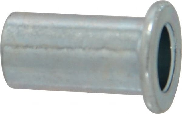 Value Collection - 1/4-20, 0.02 to 0.08" Grip, Steel Standard Rivet Nut - Drill Size Letter R, Flat Head - Exact Tooling