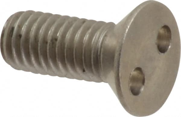 Made in USA - #10-32 UNF, 1/2" OAL Spanner Drive Machine Screw - Flat Head, Grade 18-8 Stainless Steel, Uncoated, Without Washer - Exact Tooling