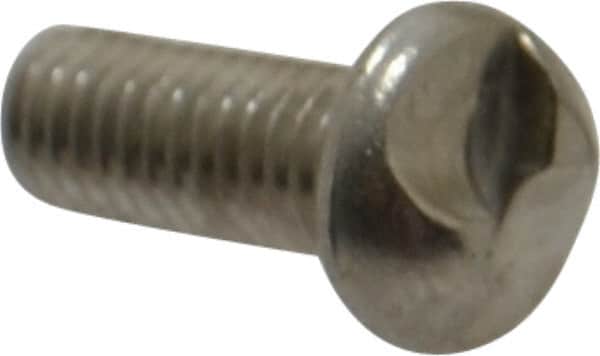 Made in USA - #10-32 UNF, 1/2" Length Under Head One Way Drive Machine Screw - Round Head, Grade 18-8 Stainless Steel, Uncoated, Without Washer - Exact Tooling