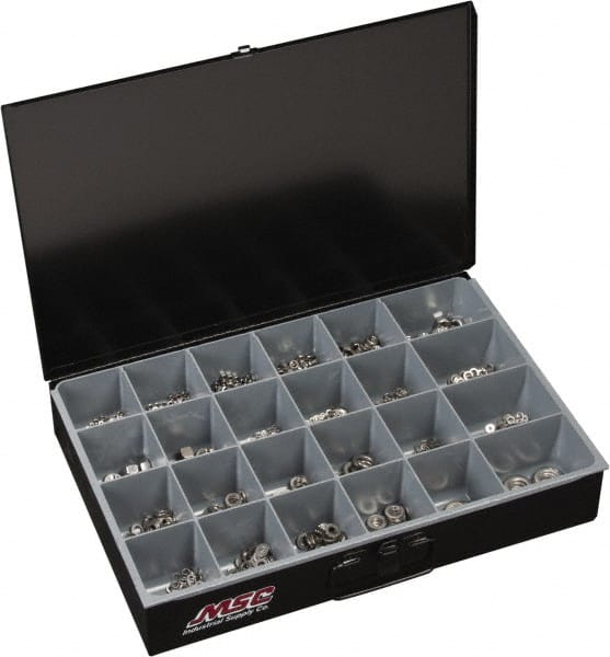 Value Collection - M3x0.50 to M16x2 Thread, 1,680 Piece Stainless Steel Nut & Washer Assortment - Grade 18-8 - Exact Tooling
