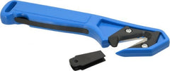 ICT - Fixed Safety Cutter - 1-3/4" Blade, Blue & Black ABS Handle, 2 Blades Included - Exact Tooling