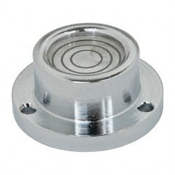 Geier & Bluhm, Inc. - 1 Inch Base Diameter x 0.44 Inch Overall Height, 3 Circles, Brass Bull's Eye Circular Level - 0.218 Inch Vial Diameter, 1/2 Inch Inner Diameter, 0.093 Inch Mounting Hole Diameter, 30 min Sensitivity, -40 to 160°F - Exact Tooling