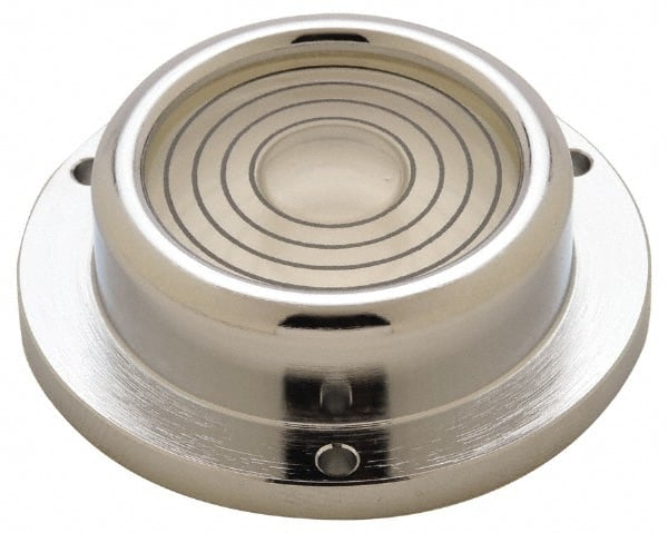 Geier & Bluhm, Inc. - 2-1/4 Inch Base Diameter x 0.69 Inch Overall Height, 4 Circles, Brass Bull's Eye Circular Level - 0.575 Inch Vial Diameter, 1-5/16 Inch Inner Diameter, 0.136 Inch Mounting Hole Diameter, 60 min Sensitivity, -40 to 165°F - Exact Tooling