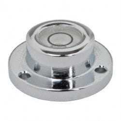 Geier & Bluhm, Inc. - 3/4 Inch Base Diameter x 0.31 Inch Overall Height, 1 Circle, Brass Bull's Eye Circular Level - 0.18 Inch Vial Diameter, 5/16 Inch Inner Diameter, 0.076 Inch Mounting Hole Diameter, 0.1 Inch Sensitivity, -40 to 165°F - Exact Tooling