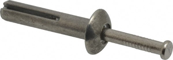 Powers Fasteners - 1/4" Diam, 1/4" Drill, 1-1/4" OAL, 7/8" Min Embedment Hammer Drive Concrete Anchor - Stainless Steel (Drive Pin)/Zamac Alloy (Body), Zinc-Plated Finish, Mushroom Head - Exact Tooling