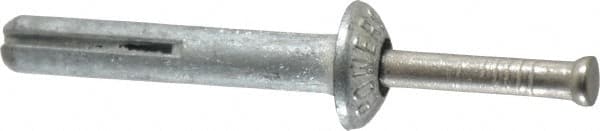 Powers Fasteners - 1/4" Diam, 1/4" Drill, 1-1/2" OAL, 1-1/8" Min Embedment Hammer Drive Concrete Anchor - Stainless Steel (Drive Pin)/Zamac Alloy (Body), Zinc-Plated Finish, Mushroom Head - Exact Tooling
