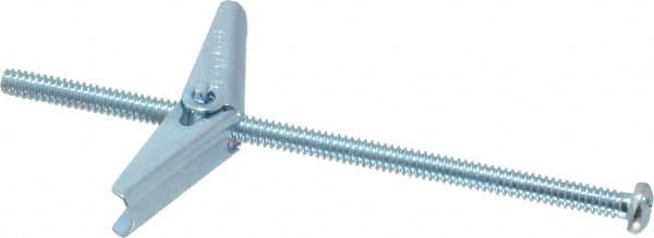 Powers Fasteners - 3/16" Screw, 3/16" Diam, 4" Long, Toggle Bolt Drywall & Hollow Wall Anchor - 1/2" Drill, Zinc Plated, Steel, Grade Zamac 7, Use in Drywall & Wallboard - Exact Tooling