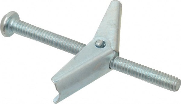 Powers Fasteners - 1/4" Screw, 1/4" Diam, 3" Long, Toggle Bolt Drywall & Hollow Wall Anchor - 5/8" Drill, Zinc Plated, Steel, Grade Zamac 7, Use in Drywall & Wallboard - Exact Tooling