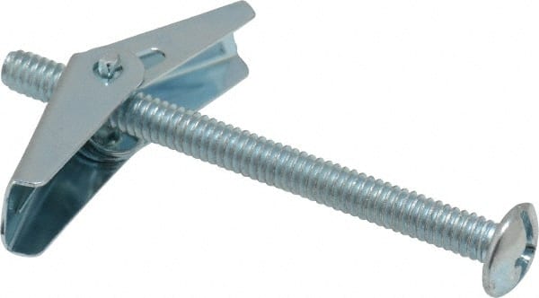 Powers Fasteners - 1/4" Screw, 1/4" Diam, 3" Long, Toggle Bolt Drywall & Hollow Wall Anchor - 5/8" Drill, Zinc Plated, Steel, Grade Zamac 7, Use in Drywall & Wallboard - Exact Tooling