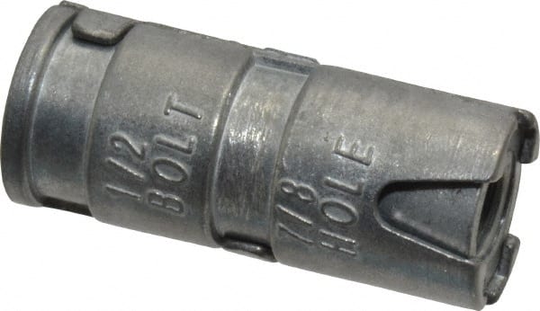 Powers Fasteners - 1/2" Diam, 7/8" Drill, 2-1/16" OAL, 2" Min Embedment Single Expansion Concrete Anchor - Zamac Alloy, Flat Head - Exact Tooling
