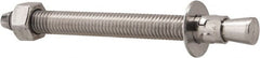 Powers Fasteners - 1/2" Diam, 1/2" Drill, 5-1/2" OAL, Wedge Expansion Concrete Anchor - 304 Stainless Steel, Hex Nut Head, Hex Drive, 4-1/8" Thread Length - Exact Tooling