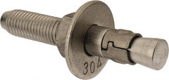 Powers Fasteners - 3/4" Diam, 3/4" Drill, 4-3/4" OAL, Wedge Expansion Concrete Anchor - 304 Stainless Steel, Hex Nut Head, Hex Drive, 2-7/8" Thread Length - Exact Tooling