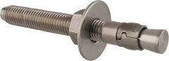 Powers Fasteners - 3/4" Diam, 3/4" Drill, 6-1/4" OAL, Wedge Expansion Concrete Anchor - 304 Stainless Steel, Hex Nut Head, Hex Drive, 4-3/8" Thread Length - Exact Tooling