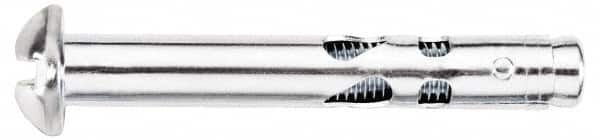 Value Collection - 1/4" Diam, 1/4" Drill, 2" OAL, 3-3/8" Min Embedment Sleeve Concrete Anchor - Steel, Zinc-Plated Finish, Round Head - Exact Tooling