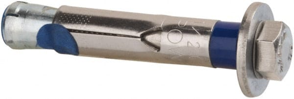 Powers Fasteners - 1/2" Diam, 1/2" Drill, 2-3/4" OAL, 2-1/2" Min Embedment Sleeve Concrete Anchor - 304 Stainless Steel, Hex Head, Hex Drive - Exact Tooling