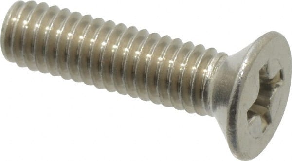 Value Collection - M4x0.70 Metric Coarse, 16mm OAL Phillips Drive Machine Screw - Flat Head, Grade 18-8 Stainless Steel, Uncoated, Without Washer - Exact Tooling