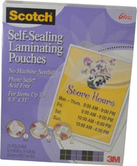 3M - Letter Size, Gloss Finish Plastic Pouch - 9-1/16 Inch Wide x 11-5/8 Inch High - Exact Tooling