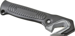 ICT - Fixed Safety Cutter - 1-3/4" Blade, Black Ergonomic Grip Handle, 2 Blades Included - Exact Tooling
