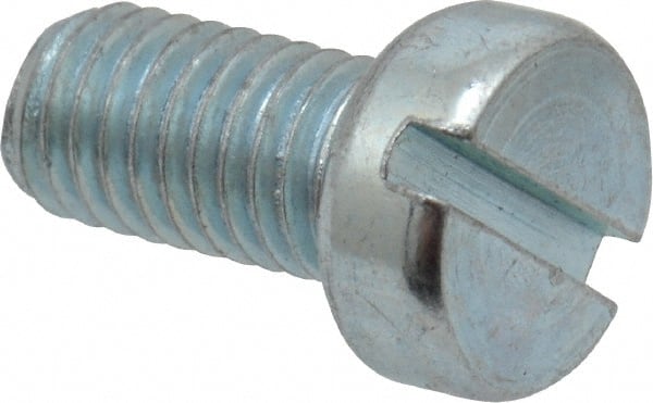 Value Collection - M5x0.80, 10mm Length Under Head Slotted Drive Machine Screw - Cheese Head, Grade 4.8 Steel, Zinc-Plated Finish, Without Washer - Exact Tooling