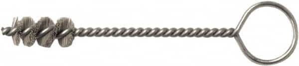 Weiler - 13.1mm Diam Helical Nylon Tube Brush - Single Spiral, 0.012" Filament Diam, 1" Brush Length, 5" OAL, 0.194" Diam Galvanized Steel Shank - Exact Tooling