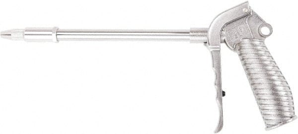 Value Collection - 230 Max psi Adjustable Safety Nozzle Adjustable Air Blow Gun - 1/4 NPT Inlet, 12" Tube Length, Chrome Plated Aluminum - Exact Tooling