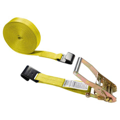 US Cargo Control - Slings & Tiedowns (Load-Rated); Type: Ratchet Tie Down ; Length (Feet): 50 ; Basket Capacity (Lb.): 3333 ; Material: Polyester ; Color: Yellow - Exact Tooling