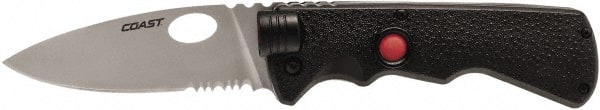 Coast Cutlery - 3-3/4" Blade, 8-1/2" OAL, Liner Lock Folding Knife - 4-3/4" Closed Length, Plastic - Exact Tooling