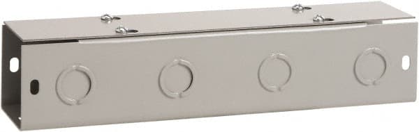 nVent Hoffman - 4" High x 4" Wide x 24" Long, Screw Mount Solid Wall Wire Duct - Gray, 8 Knockouts, Flat Cover, Steel - Exact Tooling