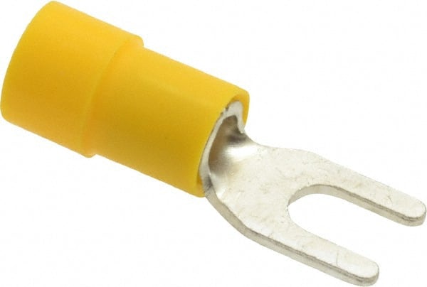 Thomas & Betts - #8 Stud, 12 to 10 AWG Compatible, Partially Insulated, Crimp Connection, Standard Fork Terminal - Exact Tooling