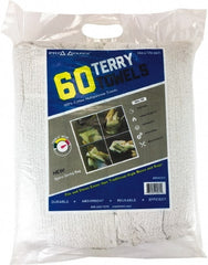 PRO-SOURCE - 14 Inch Long x 17 Inch Wide Virgin Terry Cotton Towels - White, Terry Cloth, Medium Lint, 60 Sheets per Pack - Exact Tooling