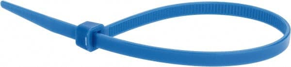 Value Collection - 8" Long Blue Nylon Standard Cable Tie - 50 Lb Tensile Strength, 54mm Max Bundle Diam - Exact Tooling