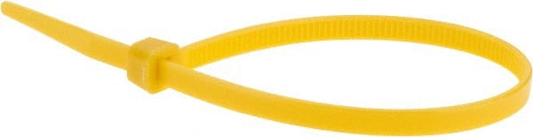 Value Collection - 8" Long Yellow Nylon Standard Cable Tie - 50 Lb Tensile Strength, 54mm Max Bundle Diam - Exact Tooling
