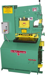 Uni-Hydro - 6" Throat Depth, 56 Ton Punch Pressure, 1-3/8" in 1/2" Punch Capacity Ironworker - 5 hp, 3 Phase, 220/480 Volts, 33" Wide x 57" High x 27-1/4" Deep - Exact Tooling