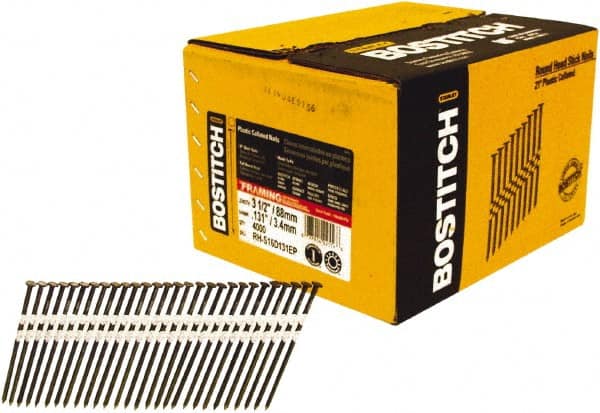 Stanley Bostitch - 11 Gauge 0.131" Shank Diam 3-1/2" Long Framing Nails for Power Nailers - Exact Tooling