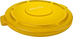 Rubbermaid - Round Lid for Use with 55 Gal Round Trash Cans - Yellow, Polyethylene, For Brute Trash Cans - Exact Tooling