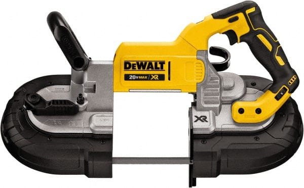 DeWALT - 20 Volt, 44-7/8" Blade, 490 SFPM Cordless Portable Bandsaw - 4-3/4" (Round) & 5" x 4-3/4" (Rectangle) Cutting Capacity, Lithium-Ion Battery Not Included - Exact Tooling