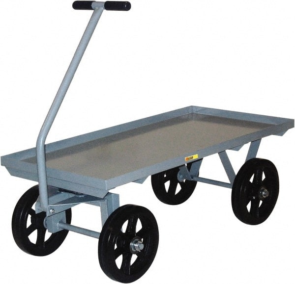 Little Giant - 3,500 Lb Capacity Steel Heavy-Duty Wagon - Steel Deck, 24" OAW, Mold On Rubber Casters - Exact Tooling