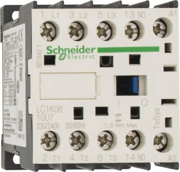 Schneider Electric - 3 Pole, 230 to 240 Coil VAC at 50/60 Hz, 6 Amp at 440 VAC, Nonreversible IEC Contactor - BS 5424, CSA, IEC 60947, NF C 63-110, RoHS Compliant, UL Listed, VDE 0660 - Exact Tooling