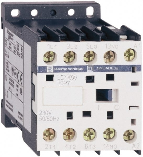 Schneider Electric - 3 Pole, 220 to 230 Coil VAC at 50/60 Hz, 6 Amp at 440 VAC, Nonreversible IEC Contactor - BS 5424, CSA, IEC 60947, NF C 63-110, RoHS Compliant, UL Listed, VDE 0660 - Exact Tooling