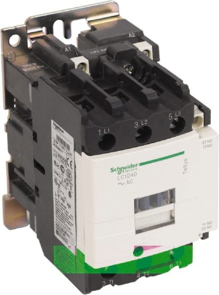Schneider Electric - 3 Pole, 120 Coil VAC at 50/60 Hz, 40 Amp at 440 VAC and 60 Amp at 440 VAC, Nonreversible IEC Contactor - Exact Tooling