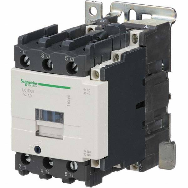 Schneider Electric - 3 Pole, 120 Coil VAC at 50/60 Hz, 65 Amp at 440 VAC and 80 Amp at 440 VAC, Nonreversible IEC Contactor - Exact Tooling