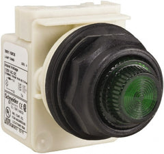 Schneider Electric - 120 V Green Lens Indicating Light - Round Lens, Screw Clamp Connector, Corrosion Resistant, Dust Resistant, Oil Resistant - Exact Tooling