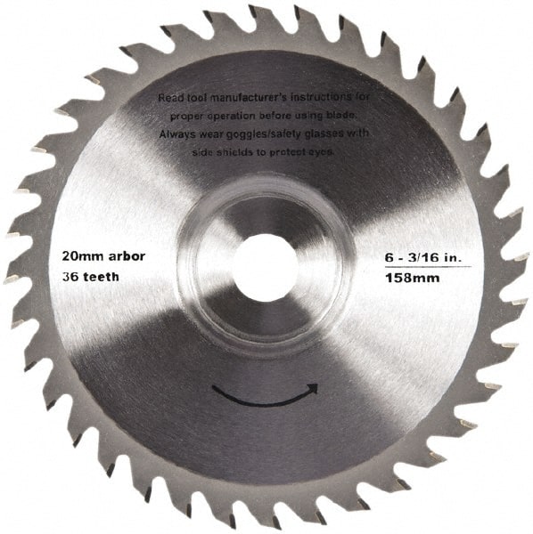 QEP - 6-3/16" Diam, 20mm Arbor Hole Diam, 36 Tooth Wet & Dry Cut Saw Blade - Tungsten Carbide-Tipped, Crosscut Action, Standard Round Arbor - Exact Tooling