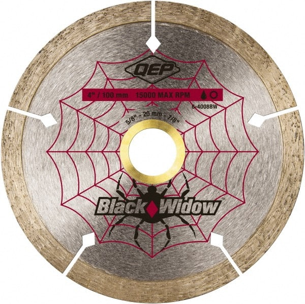 QEP - 4" Diam, 5/8" Arbor Hole Diam, Wet & Dry Cut Saw Blade - Diamond-Tipped, Smooth Action, Standard Round Arbor - Exact Tooling